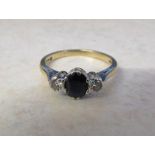 9ct gold diamond and sapphire ring size J/K total weight 1.