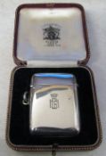 Silver vesta case in leather fitted case Birmingham 1860 weight 1.