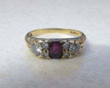 9ct gold ruby and diamond ring (diamond total 0.