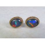 9ct gold Australian opal earrings total weight 1.