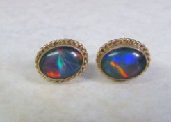 9ct gold Australian opal earrings total weight 1.