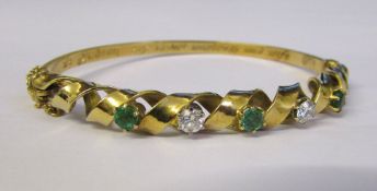 18ct gold emerald and diamond bracelet weight 23.