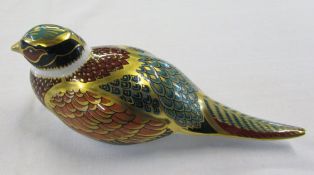 Royal Crown Derby paperweight of a woodland pheasant with gold stopper -exclusively for the Royal