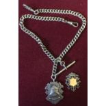 Silver Albert watch chain (London 1901) with white metal Cleethorpes Football club medallion & a