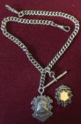 Silver Albert watch chain (London 1901) with white metal Cleethorpes Football club medallion & a