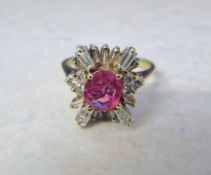 9ct gold diamond & ruby ring size N