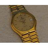 Good quality gents Cyma yellow metal automatic wristwatch with date window and baton markers