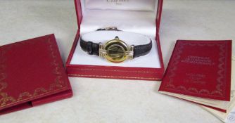 Ladies Cartier Vermeil silver gilt wristwatch with original box and certificate etc