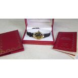 Ladies Cartier Vermeil silver gilt wristwatch with original box and certificate etc