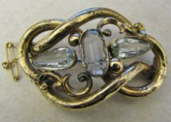 Victorian pinchbeck brooch with blue glass stones