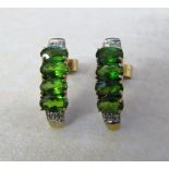 9ct gold diopside and diamond earrings total weight 2.