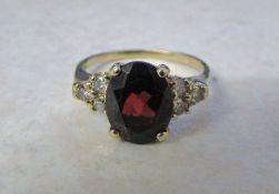 14ct gold garnet and diamond ring size J/K