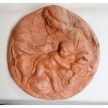 David Arnatt: a terracotta tondo after R A Michelangelo, monogram DA, 9" dia