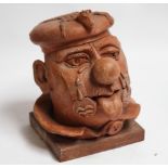 David Arnatt: a terracotta male head, bulbous nose, monogrammed and dated 1981, 11" high (chip)
