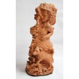 David Arnatt: a terracotta group, "Windy Day", woman and dog, 28" high