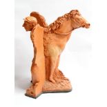 David Arnatt: a terracotta triple group, man and woman and horse, monogrammed, 1987, 29" high