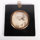 A 19th Century miniature portrait engraving of a lady, in ebonised frame, and an oil on board,