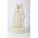 A mid 19th Century Staffordshire figure group, Prince Christian and Princess Helena, 11 1/2" high (