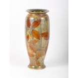 A Royal Doulton stoneware autumn leaves decorated vase, 11 3/4” high