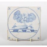 An early 18th Century Delft ware tile decorated risen Christ