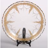 A 19th Century Moser style glass serving tray with enamelled and gilded decoration and star cut