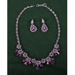 A Norman Hartnell vintage demi parure set 'amethyst' crystals