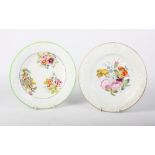 Two New Hall bone china relief decorated plates, one floral and one pattern number 1742