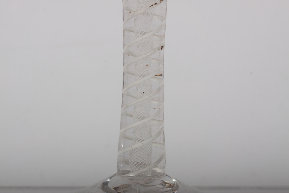 An 18th Century dwarf ale with double cotton twist stem, 5 1/2" high (chips to foot rim) - Image 2 of 3