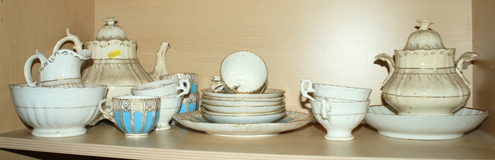 A 19th Century blue and gilt decorated part tea set and another grey and gilt part teaset - Image 2 of 2