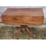 A 19th Century mahogany Pembroke table, on central pedestal and four splayed supports, 41" wide