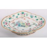 A 19th Century famille rose decorated pedestal dish, 8 3/4" wide