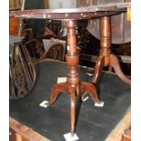 A late Georgian oak triple plank top table, on baluster turned and tripod splay supports, 28 1/2"