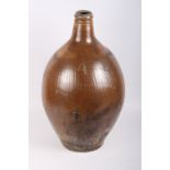 A German 17th Century "Bellarmine" style stoneware jug incised "4", 17" high