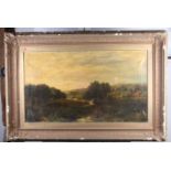 A 19th Century oil, extensive landscape with view of the Thames at Mill End Hambleden, label