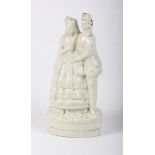 A mid 19th Century Staffordshire figure group, Prince Christian and Princess Helena, 11 1/2" high (