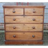 A Victorian mahogany chest of two short and three long drawers, on plinth base, 40" wide