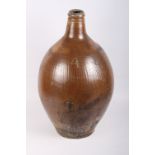 A 17th Century Rhenish stoneware flagon incised "4", 17" high