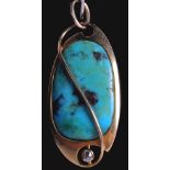 A Murrle Bennett Art Nouveau 15ct gold, turquoise and diamond pendant