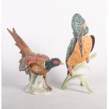 A Goebel porcelain kingfisher, 6 3/4" high, and a Goebel porcelain pheasant, 8" wide