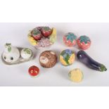 A collection of novelty cruets, fruit, flowers, etc, sixty pieces approx