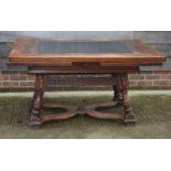 A 19th Century North Italian walnut extending dining table with slate centre panel, on splay