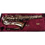 A Boosey & Hawkes 400 saxophone, number 308695, in case