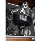 A Makita cordless impact driver and drill, in carry case, and a B & D bench grinder