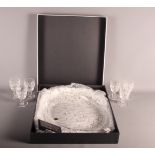 A set of six Waterford "Colleen" sherry glasses and an oval Waterford crystal tray, 14 1/2" long,