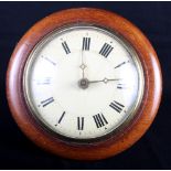 A 19th Century wall clock with painted dial, 9" dia