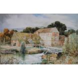 Arthur Charles Fare RWA: watercolours, "Streatley Mill Berkshire", 12" x 18 1/2", unframed