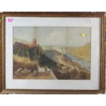 A Wells: watercolours, view of Heidelburg, signed and dated 1880, 14" x 20", in gilt frame