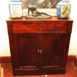 An 19th Century mahogany and banded side cupboard, fitted one drawer over two panel doors, on