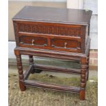 A walnut miniature coffer on stand, 24" wide