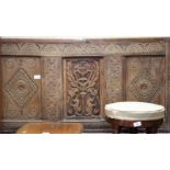 A late 17th Century carved oak triple panel coffer front, 42" wide approx